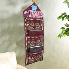 Kuber Industries Cotton 2 Pieces Wall Hanging Magazine Letter Holder (Cream & Maroon) -CTKTC7255