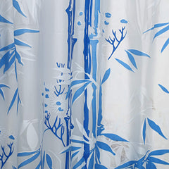 Kuber Industries PVC Bamboo Design Shower Curtain with Hooks - 54"x84", Blue (CTKTC03911)