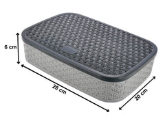 Heart Home BPA Free Plastic Masala Box with 6 Containers & 2 Spoons (Grey)