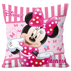 Kuber Industries Disney Minnie Print Cushion Cover|Sofa Cushion Covers|Cushion Covers 16 inch x 16 inch|Cushion Cover Set of 5 (Pink)