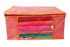 Kuber Industries Leheriya Design 4 Piece Non Woven Saree Cover, Large, Orange - CTKTC15193