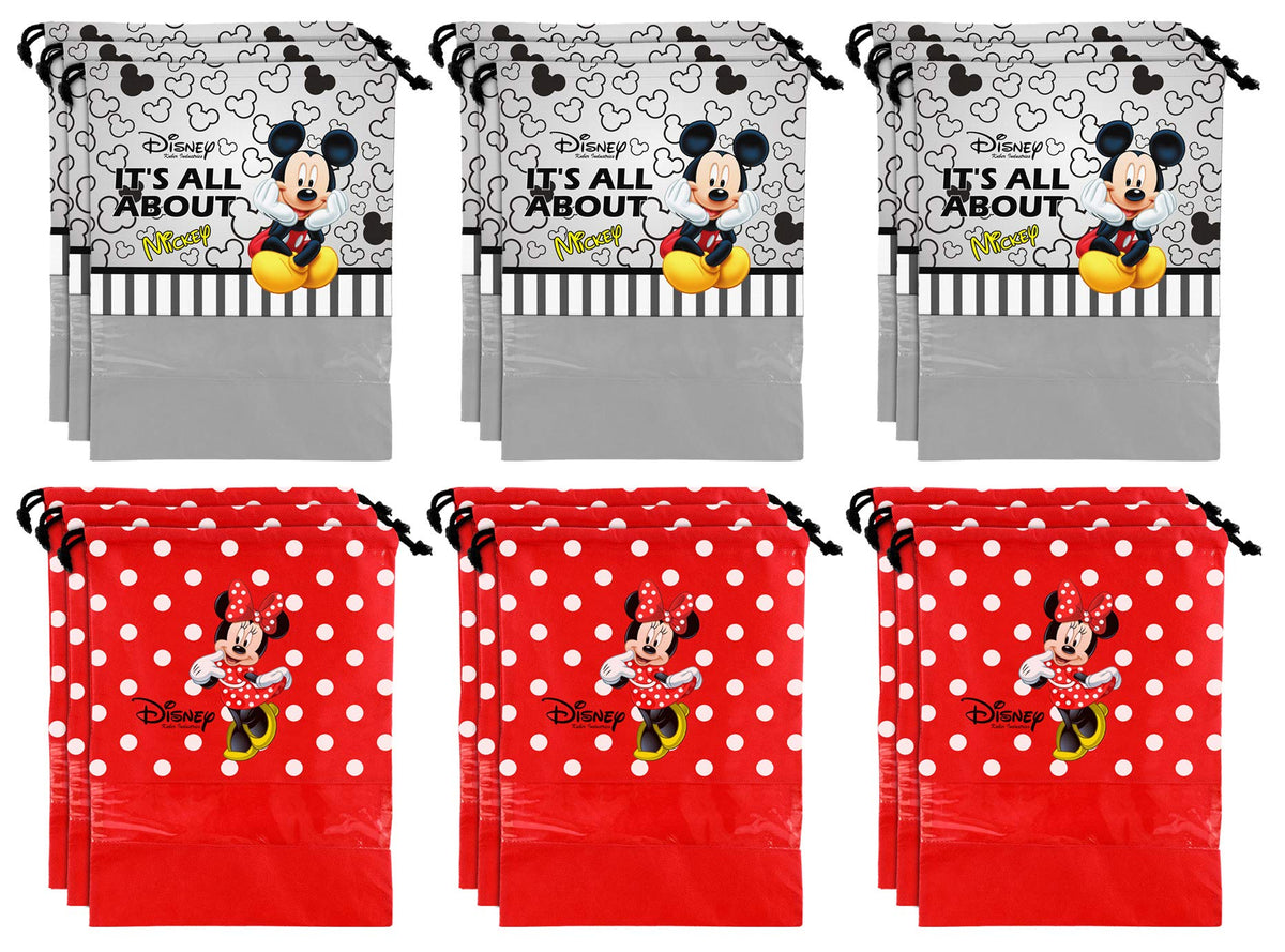 Kuber Industries Disney Print 18 Piece Non Woven Travel Shoe Cover, String Bag Organizer (Grey & Red) -HS_35_KUBMARTS18103
