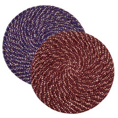Kuber Industries Door Mat | Round Shape Feather Door Mat | Cotton Reversible Mat | Door Mat for Kitchen | Door Mat for Home | 16 Inch | Small | Pack of 2 | Multi