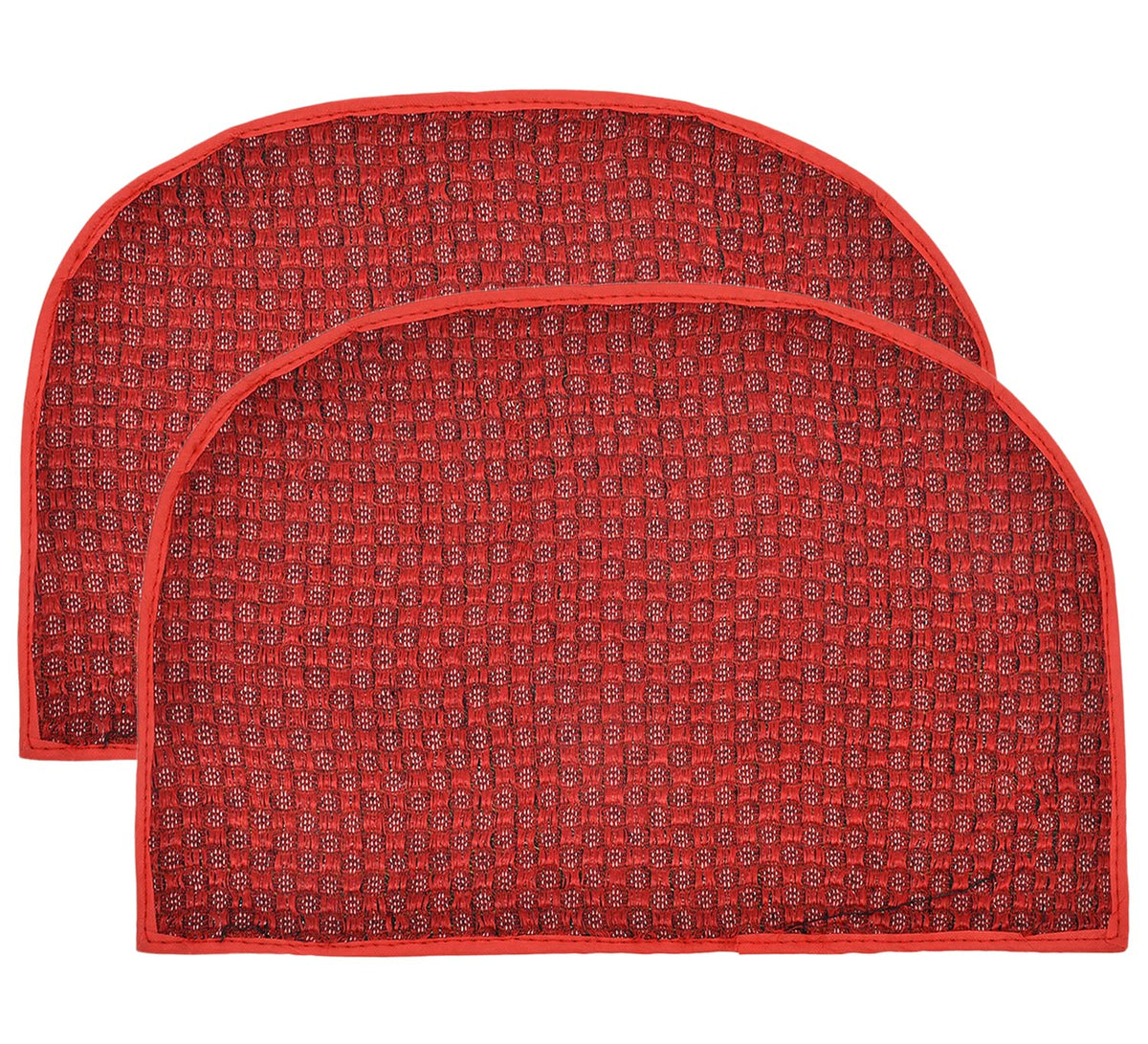 Heart Home D Shape Indoor Outdoor Anti-Slip Rubber Door Mat, 21"x14"- Pack of 2 (Red)-47HH01302