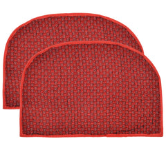 Heart Home D Shape Indoor Outdoor Anti-Slip Rubber Door Mat, 21"x14"- Pack of 2 (Red)-47HH01302