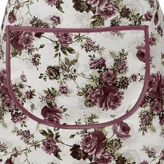 Heart Home Flower Printed Jute Bib Apron with 1 Large Pocket (Brown)-HS_38_HEARTH21207