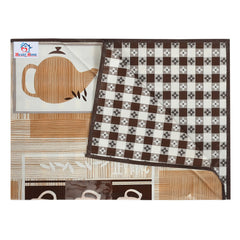 Heart Home Kettle Print PVC Center Table Cover/Table Cloth for Home Decorative Luxurious 4 Seater, 60"x36" (Cream) 54HH4265.