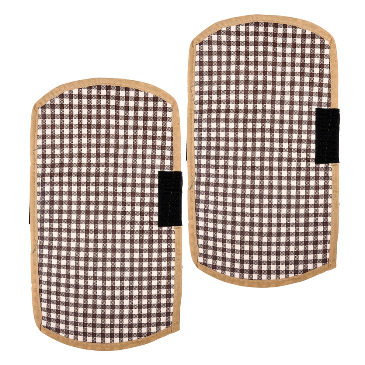 Kuber Industries Fridge Handle Cover | Refrigerator Handle Cover | Fridge Door Handle Protector | Fridge Door Handle Cover | Barik Check Fridge Handle Cover | 2 Piece Set | Brown