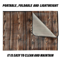 Heart Home Food Mat | Wooden Texture Bed Server | Laminated Bed Protector for Home | Bed Server for Bedsheet | 36 Inch | Dark Brown