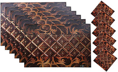 Kuber Industries Square Pot Design PVC 6 Piece Dining Table Placemat Set with Tea Coasters (Brown)-CTKTC032186