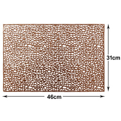 Heart Home Multiuses Seamless Holes Design Rubber Rectangle Table Placemat for Kitchen, Dining Table Set of 6 (Copper) 52HH4051