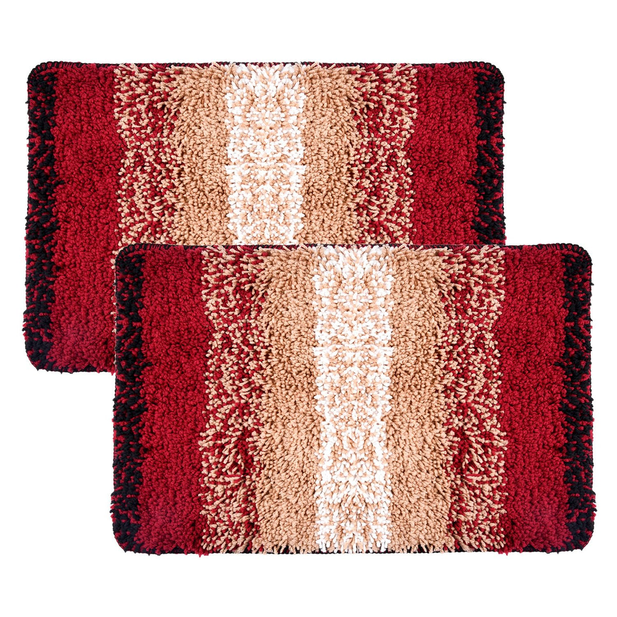 Heart Home Door Mat | Door Entrance Mat | Door mat for Entryway | Floor Door Mat | Door Mats for Outdoor & Indoor | Door Mat for Home | Maroon Patta Rainbow Door Mat | Pack of 2 | Cream