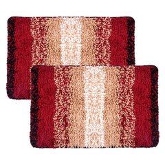 Heart Home Door Mat | Door Entrance Mat | Door mat for Entryway | Floor Door Mat | Door Mats for Outdoor & Indoor | Door Mat for Home | Maroon Patta Rainbow Door Mat | Pack of 2 | Cream