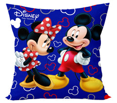 Kuber Industries Disney Printed Microfiber Filled Floor Cushion, Decorative Throw Pillow, Home Decor Pillow, Sofa/Bed Cushion,16"x16"(Blue & Cream)-Pack of 4-KUBMART15910, Standard