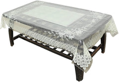 Kuber Industries Floral Design PVC 4 Seater Center Table Cover (White, 40"x60")