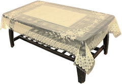 Heart Home 40"x60" Floral Design PVC Waterproof & Antislip Center Table Cover for 4 Seater (Gold)