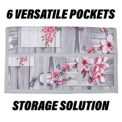 Kuber Industries Fridge Top Cover | Fridge Top Cover with Pockets | Refrigerator Top Cover for Kitchen | Fridge Top Cover with 6 Utility Pockets | Flower Fridge Top Cover | Gray