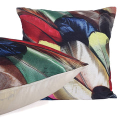 Heart Home Cushion Cover|Sofa Cushion Covers|Perrot Feather Print Sitting Cushion Cover|Polyester Cushion Filler|16x16 Inch|Set of 5 (Multicolor)