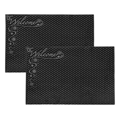 Kuber Industries Door Mat | Rubber Mud Trapper Mat | Welcome Mat | Floor mat | Door Mat for Home Entrance | Bathroom Mat | Entry Way Doormat | Pack of 2 | Black & Silver
