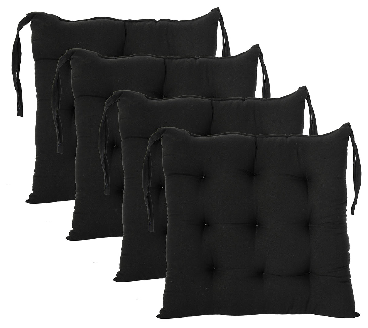 Kuber Industries 4 Pieces Cotton Decorative Fabric Chair pad/Back Support/Seat Cushion with Ties and Handmade Quilting,14" x 14" Inch (Brown) - CTKTC46183