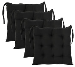 Kuber Industries 4 Pieces Cotton Decorative Fabric Chair pad/Back Support/Seat Cushion with Ties and Handmade Quilting,14" x 14" Inch (Brown) - CTKTC46183