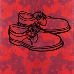 Heart Home Metalic Floral Design 6 Piece Non Woven Travel Shoe Cover, String Bag Organizer, Red HEART5231