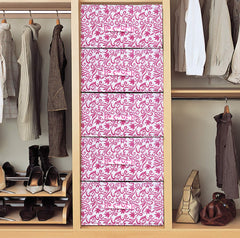 Heart Home Leaf Print Non Woven Fabric Modular Closet Organizer Box with Handle for Cube Storage Units in Closet, Bedroom to Hold Clothing,T-Shirts,Leggings, Accessories,Set Of 2(Pink)-HHEART16007