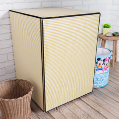 Heart Home Washing Machine Cover | Mini Check Print Washing Machine Cover | Soft PVC | Front Load Washing Machine Cover | Golden