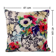 Heart Home Cushion Cover|Sofa Cushion Covers|Flower Print Sitting Cushion Cover|Polyester Cushion Filler|16x16 Inch|Set of 5 (Multicolor)