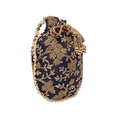 Kuber Industries Silk Embroidered Women Potli Bag (Purple) -CTKTC8805