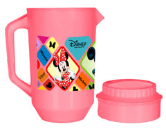 Heart Home Mickey Minnie Print Unbreakable Plastic Water Jug with Lid for Home, Kitchen, Office 2 Liter (Pink)
