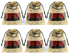 Heart Home Metalic Floral Design 6 Piece Non Woven Travel Shoe Cover, String Bag Organizer, Brown CTHH16065