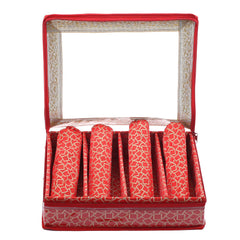 Kuber Industries Brocade Hardboard 2 Pieces Four Rod Bangle Box (Red) - CTKTC22895