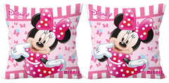 Kuber Industries Disney Printed Microfiber Filled Floor Cushion, Decorative Throw Pillow, Home Decor Pillow, Sofa/Bed Cushion,16"x16"(Pink)-Pack of 2-KUBMART15870 (Model Number: KUBMART015870)