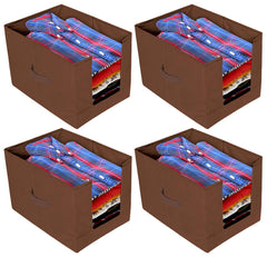 Kuber Industries 4 Pieces Non Woven Shirt Stacker/Shirt Organizer Wardrobe Organizer (Brown)-KUBMART2886