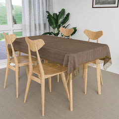 Heart Home Dining Table Cover | Kitchen Dining Tablecloth | 4 Seater Center Table Cover | Dining Table Cover for Hall Décor | Barik Check Kitchen Tablecloth | 45x70 | Brown