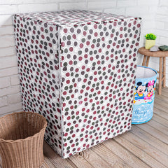 Heart Home Washing Machine Cover | Multi Dot Print Washing Machine Cover | PVC Front Load Washing Machine Cover | Cream