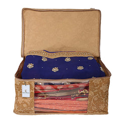 Kuber Industries Saree Covers With Zip|Saree Covers For Storage|Saree Packing Covers For Wedding|Pack of 3 (Beige)
