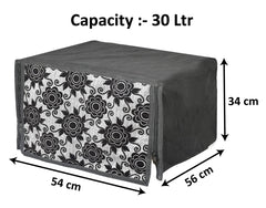 Heart Home Velvet Flower Printed Microwave Oven Cover,30 LTR. (Black)-HS43HEARTH26071
