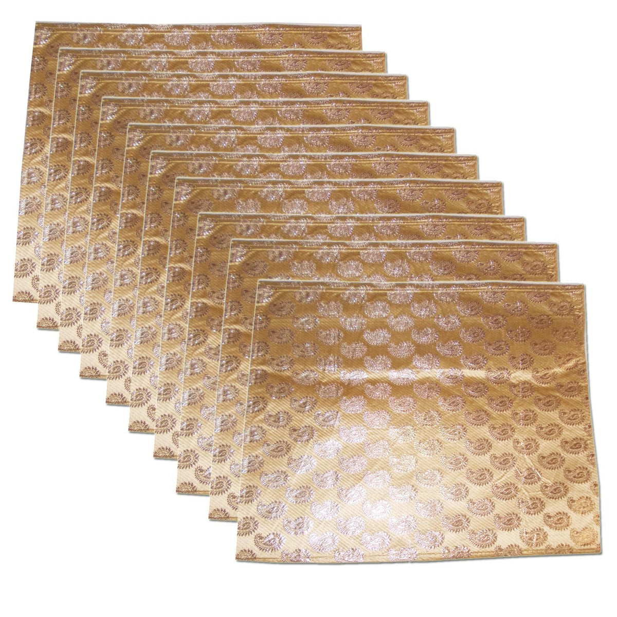 Kuber Industries 10 Piece Cotton Saree Cover Set, Golden,Standard,KI00201