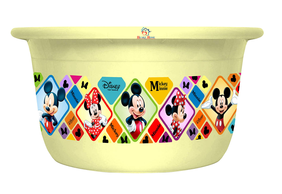 Heart Home Disney Mickey Minnie Print Unbreakable Plastic Multipurpose Bath Tub/Washing Tub 25 Ltr (Cream) -HS_35_HEARTH17885