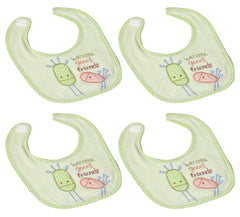 Heart Home Unisex Baby Cotton Super Bib, Baby Bib, Washable, Stain And Odor Resistant-Pack of 4 (Yellow)-HS43HEARTH25512