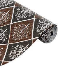 Heart Home Leaf Printed PVC Anti Slip Skid Shelf Mat, 10 Mtr- Pack of 2 (Brown & Black)