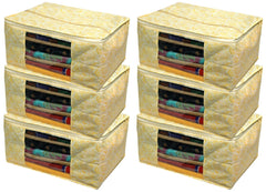 Kuber Industries 6 Piece Cotton Saree Cover Set, Gold (SCY22)