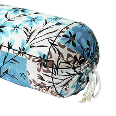 Kuber Industries Bolster Covers | Soft Cotton Bolster Cover Set | Diwan Round Bolster Pillow Covers | Flower-Check Print Roll Masand Cover | 16x32 Inch | Pack of 4 | Blue