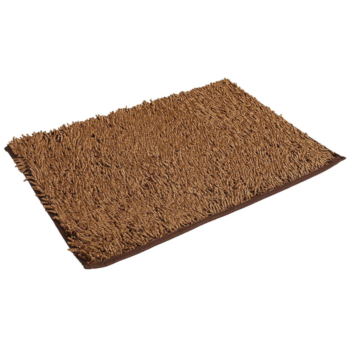 Kuber Industries Shaggy Velvet Door Mat - 27.5"x18"x0.4", Brown