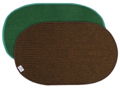 Heart Home Oval Shape Durable Microfiber Door Mat, Heavy Duty Doormat,(Set of 2, 14'' x 23'', Green & Brown)-HEART12119