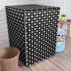 Heart Home Washing Machine Cover | Dot Print Washing Machine Cover | PVC | Front Load Washing Machine Cover | Black