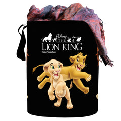 Kuber Industries Disney Lion King Print Round Non Woven Fabric Foldable Laundry Organiser with Handles,45 LTR (Black)-KUBMART11644, Pack of 1