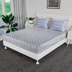 Heart Home Double Bedsheet | Premium Cotton Bedsheet with 2 Pillow Covers | Bedsheet for Bedroom | Bedsheet for Double Bed | Triangle Border Heritage | 90x108 Inch | Gray